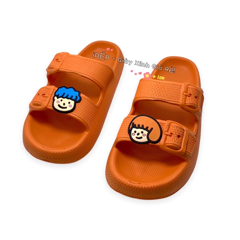 Dép Bánh mì 2 quai khóa vuông Chibi cao 3cm đúc siêu nhẹ đi mưa iDÉP- DL188