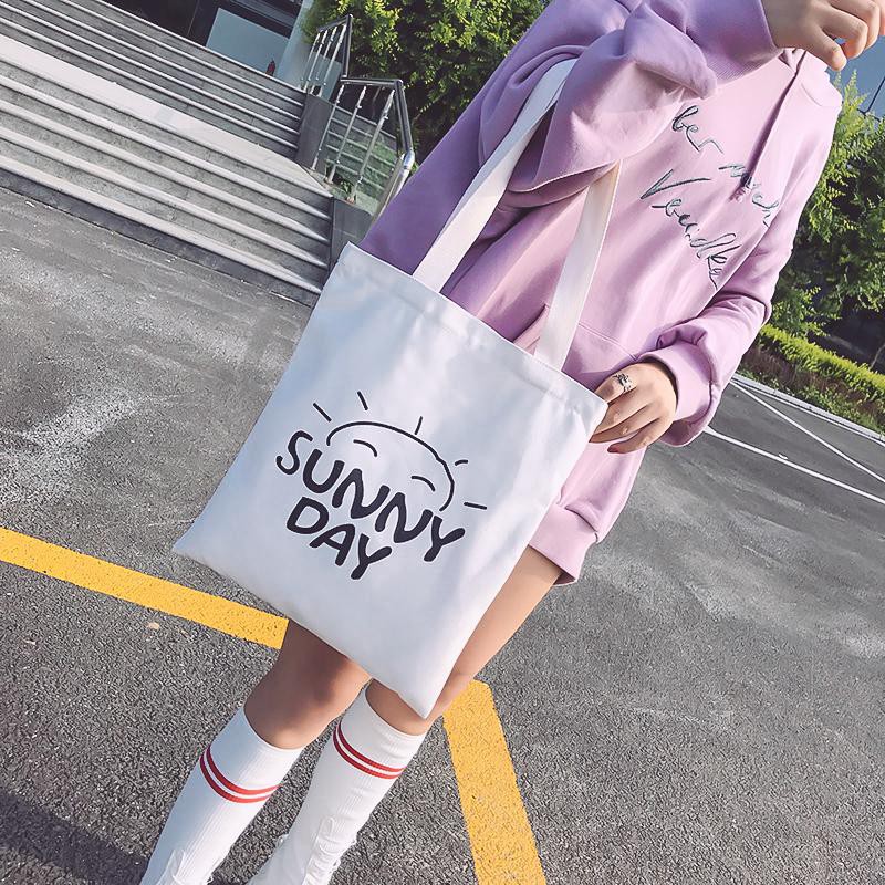 Túi tote vải bố đựng đồ sunny day phong cách cá tính cho bạn nữ