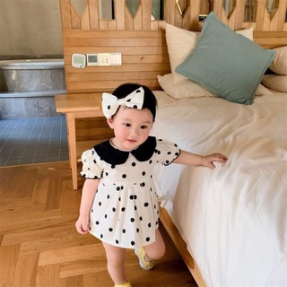 [CHẤM BI] Set áo váy quần chip cho bé gái chất thô lụa mềm mát (5-15kg)