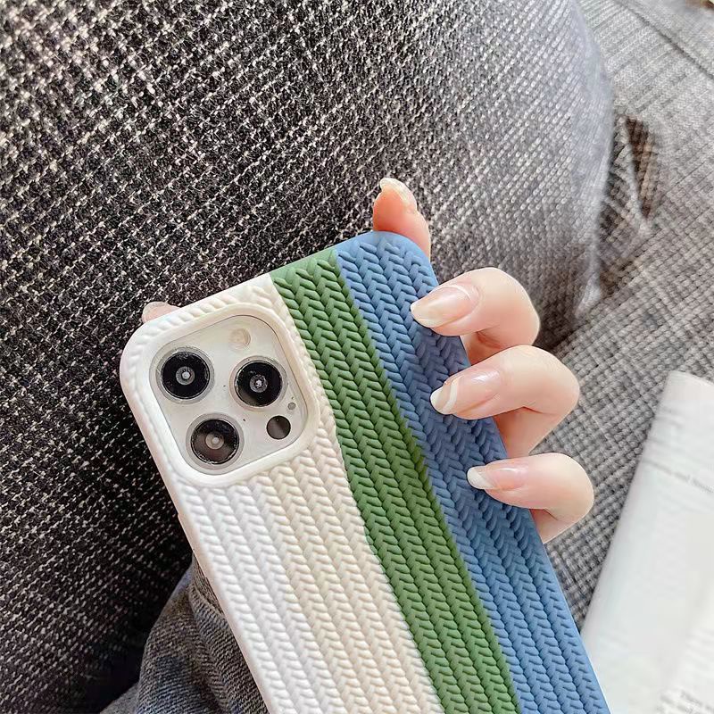 Ốp Điện Thoại Cao Su Mềm Đan Dệt mini Thời Trang Cho iPhone X XS Max XR 7 8 11 12 13 Pro Max 12 13