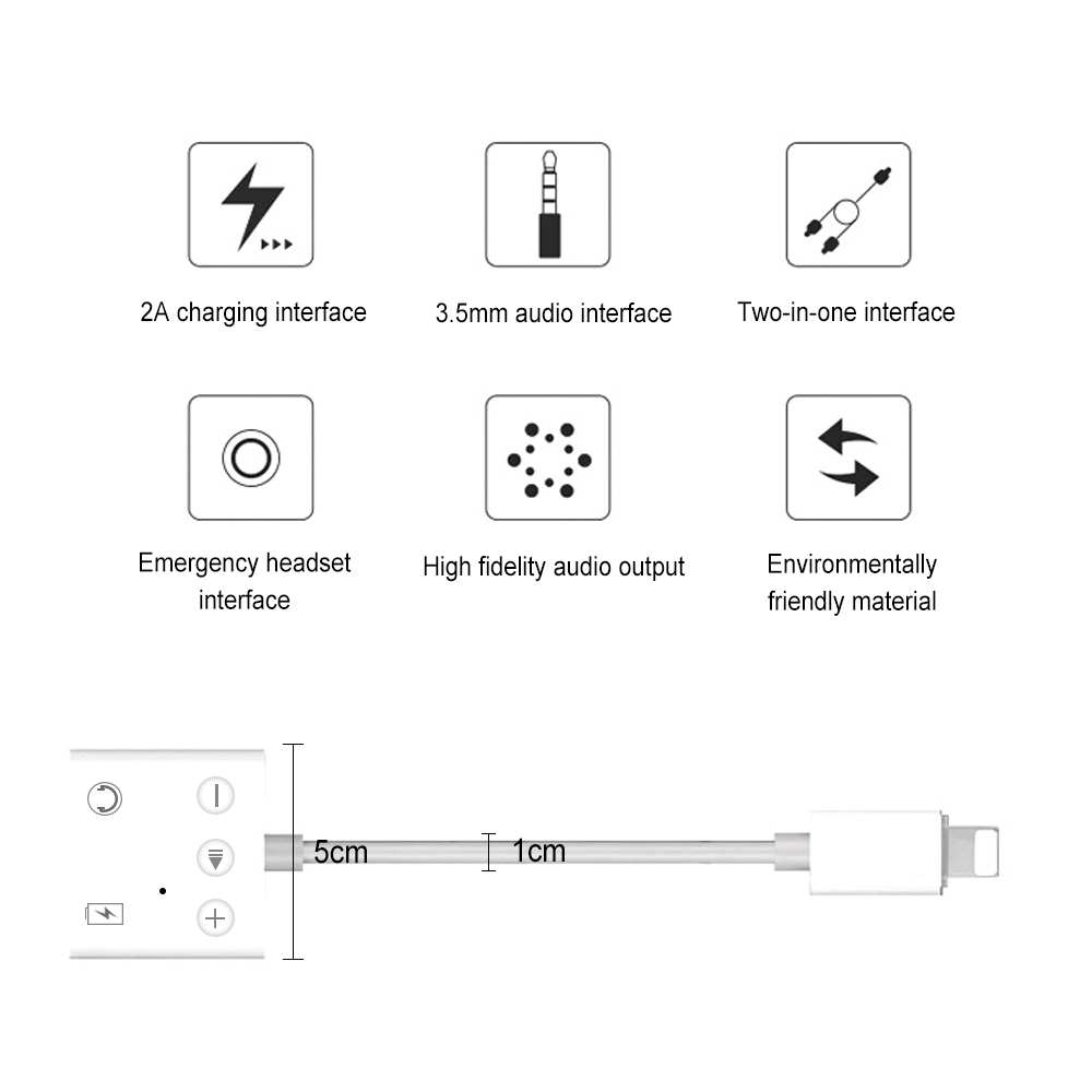 Bộ chuyển đổi 2 trong 1 đa năng phích cắm 3.5mm để sử dụng tai nghe tiện lợi cho iPhone XS Max XR X 7 8