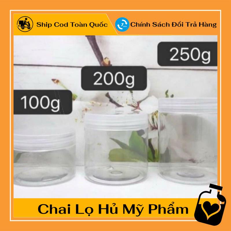 Hủ Đựng Kem ❤ TOP GIÁ RẺ ❤ Hũ nhựa pet Trong Nắp Trong 50g 100g 200g 250g đựng mỹ phẩm, thực phẩm, đồ khô, ngũ cốc