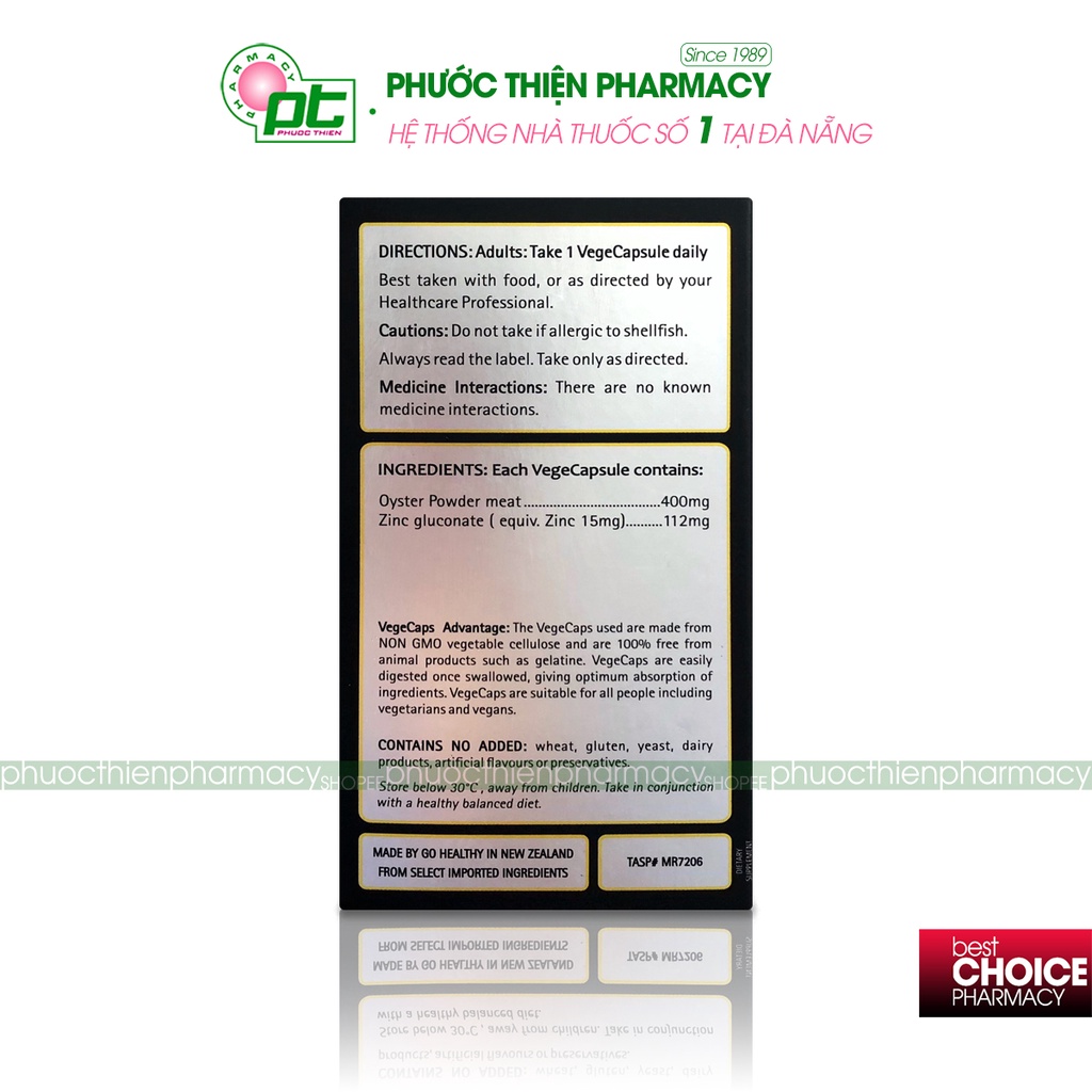 Go Oyster plus Zinc viên tinh chất hàu biển nhập khẩu New zealand - Tăng chất lượng tinh trùng, sinh lý testosterone nam