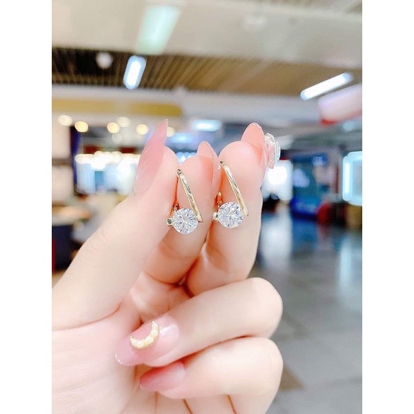 Khuyên tai bạc nữ gắn đá pha lê, Hoa tai Bạc nữ đính đá cao cấp TUNASILVER, 𝐂𝐚𝐦 𝐤𝐞̂́𝐭 𝐜𝐡𝐮𝐚̂̉𝐧 𝐁𝐚̣𝐜 _ 𝐓𝐫𝐚𝐧𝐠 𝐬𝐮̛́𝐜 𝐁𝐚̣𝐜