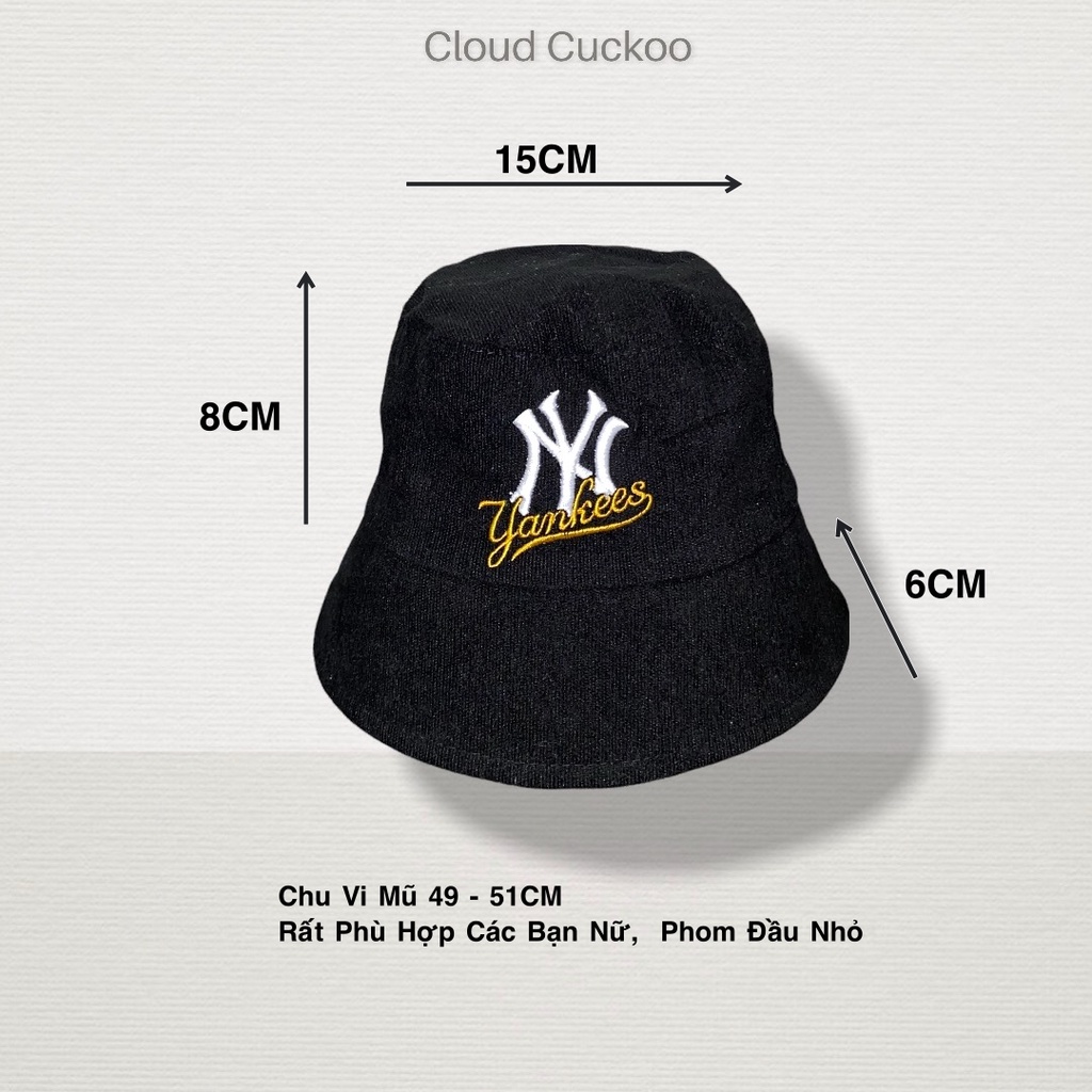 Mũ Bucket Nhung Gân Tăm Thêu Chữ Siêu Nét Phom Mũ Vừa Đầu Người Việt - Mã Số: MBK1344