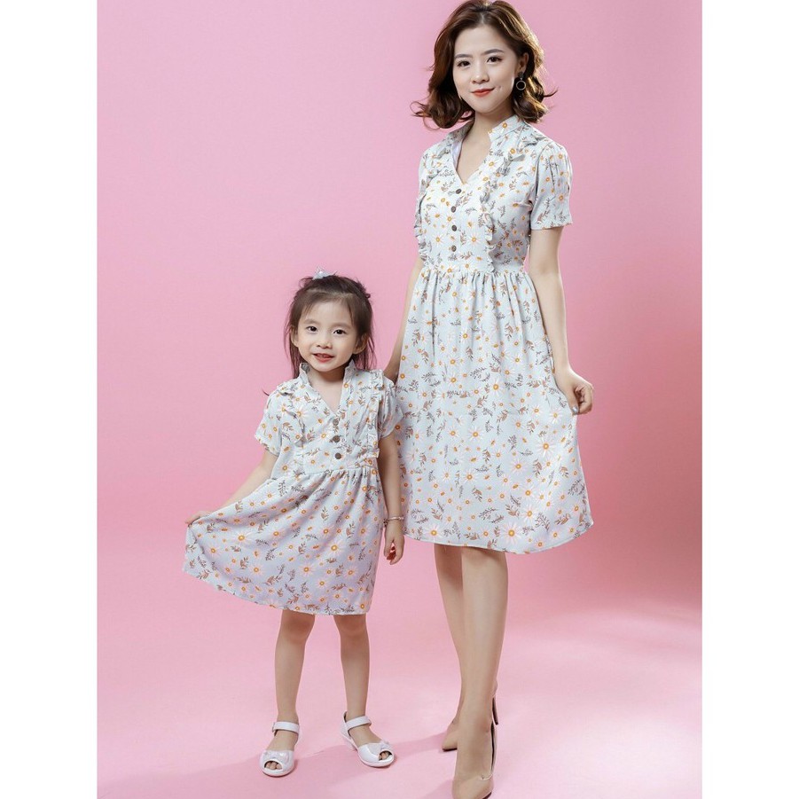Mẹ Bé : Đầm xòe hoa Mẹ và Bé TP26