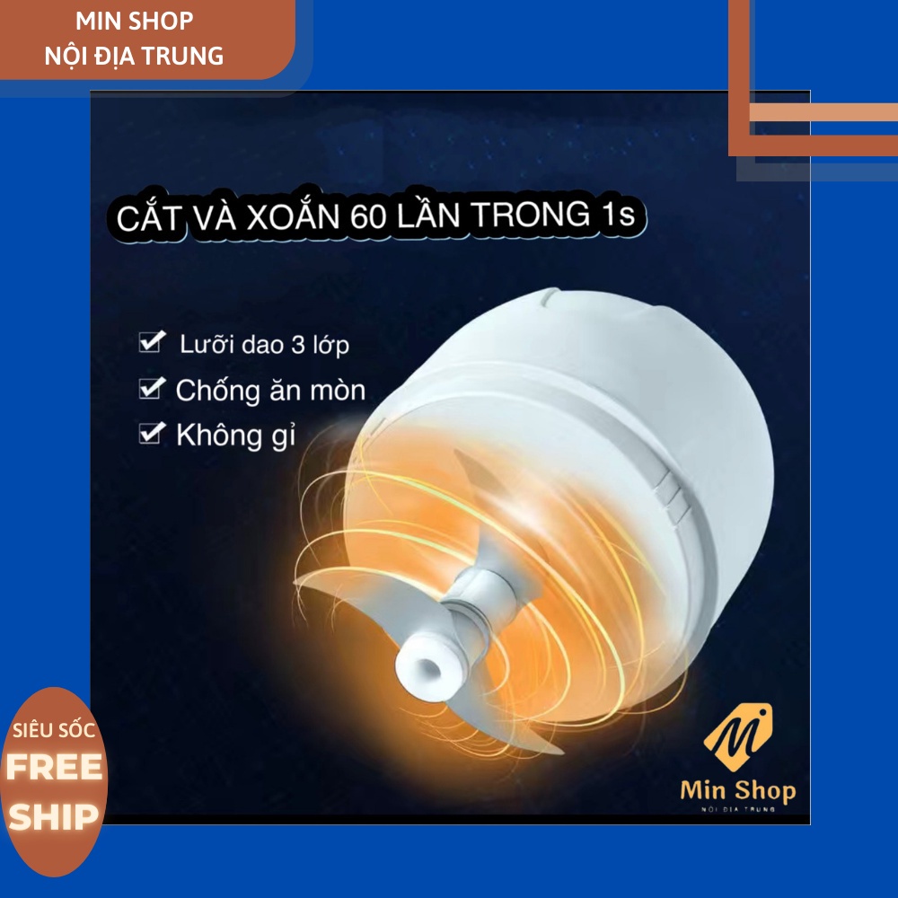 Máy Xay, Máy Xay Tỏi Ớt Mini Cầm Tay Siêu Tiện Lợi 3 Lưỡi Dao Cao Cấp 250ML