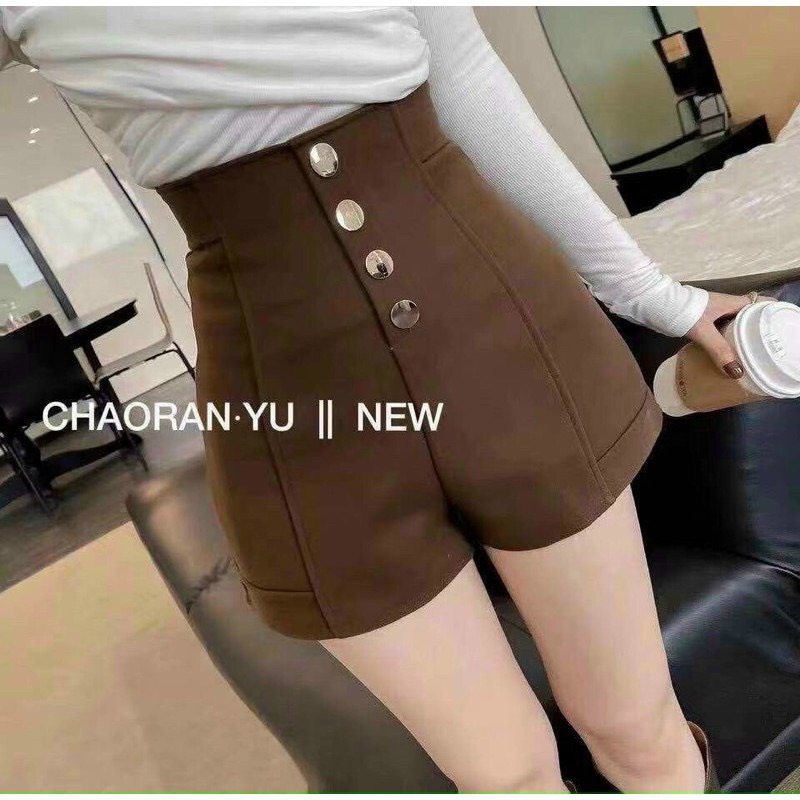 Quần Short nữ cạp cao 4 khuy giữa, quần sóc đùi tuyết mưa mã QS001