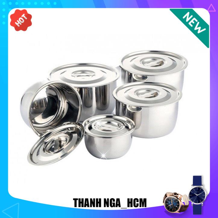 Bộ 5 Nồi Inox Cao Cấp 304 Không Gỉ Dùng Được Cho Tất Cả Mọi Loại Bếp