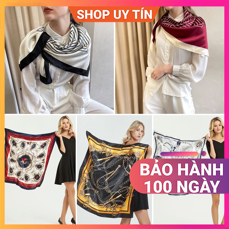 [NowShip - Giao Ngay] Khăn Turban Lụa Quàng Cổ Nữ Đẹp - Khăn Bandana Đa Năng (90cm x 90cm)