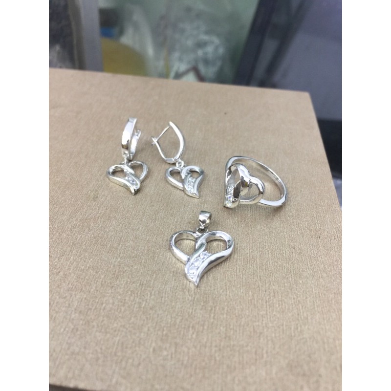 Bộ tim đá sáng siêu dày dặn bóng loáng chất liệu bạc thật phủ vàng trắng