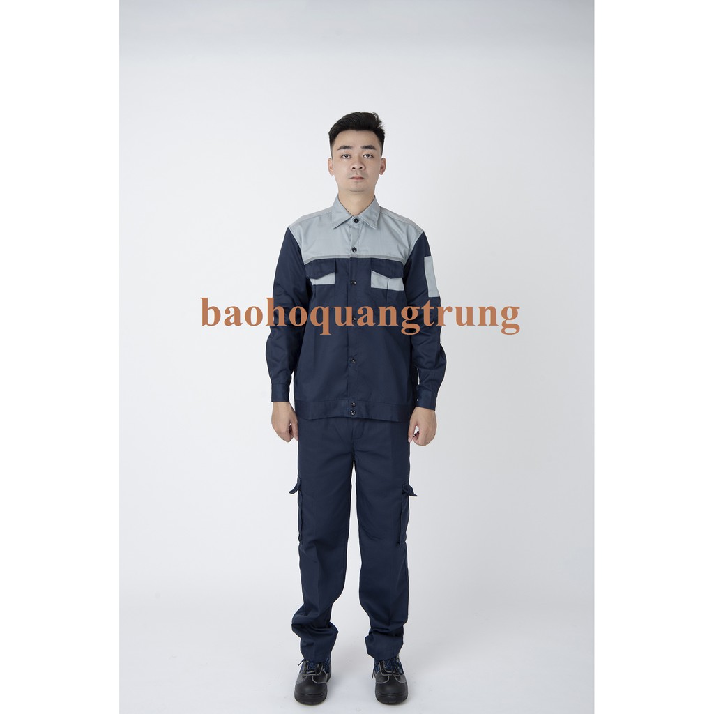 Bộ Quần Áo Công NhânTúi Hộp Phối Màu Ghi Tím Than – SB 32