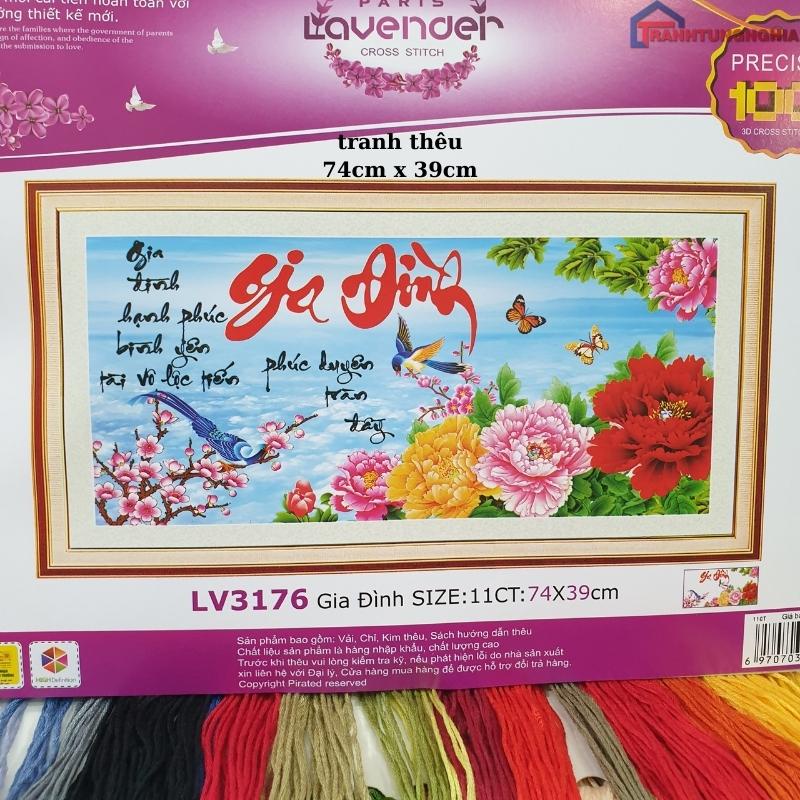 Tranh thêu chữ thập gia đình hạnh phúc