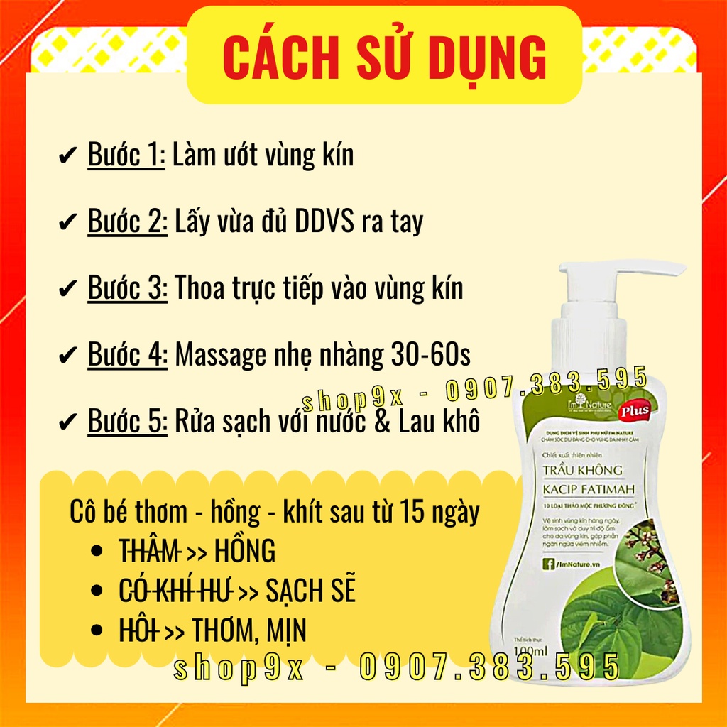 Dung Dịch Vệ Sinh Phụ Nữ Trầu Không I'm Nature 150ml Chính Hãng
