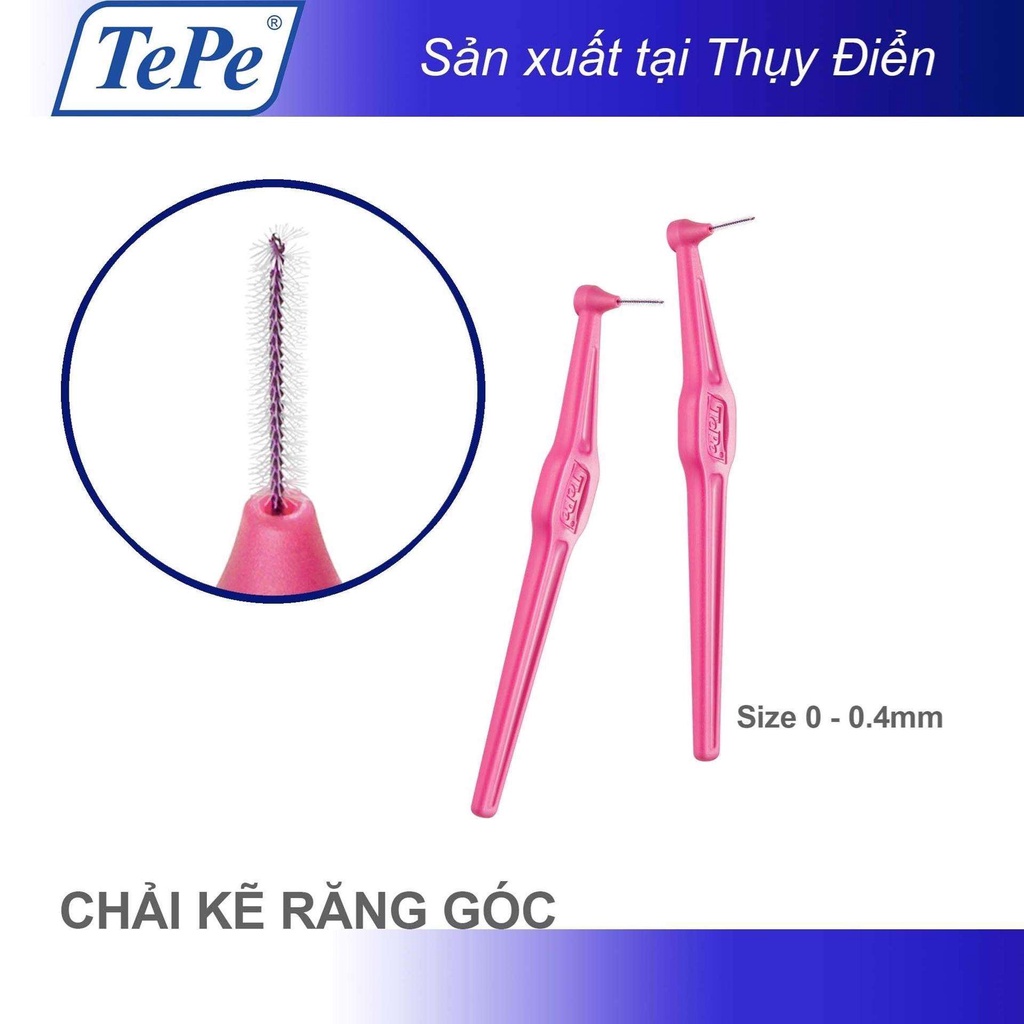 Bàn chải kẽ răng cán dài Tepe Interdental Brush vỉ 6 cái/ Thụy Điển