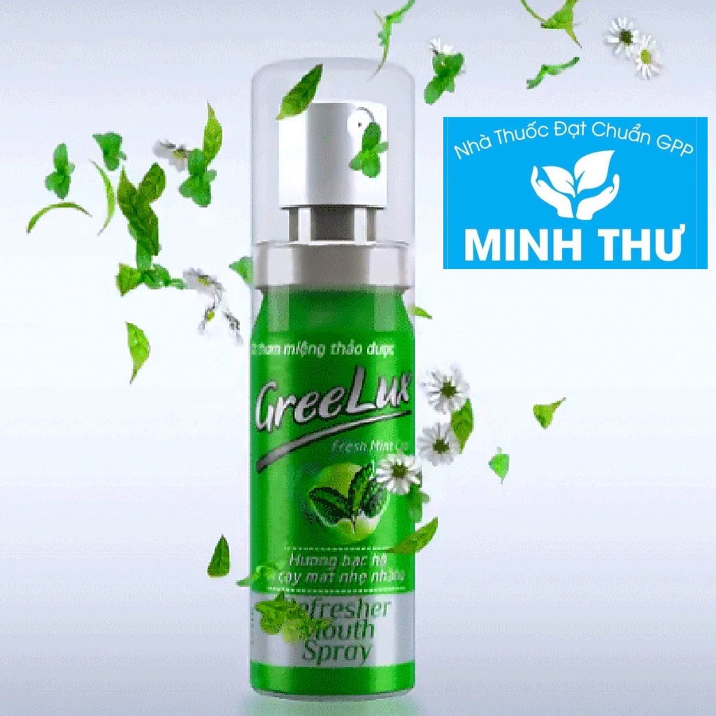 Xịt thơm miệng thảo dược GreeLux Fresh Mint Cool vị cay mát nhẹ nhàng (xanh lá) chai 12ml