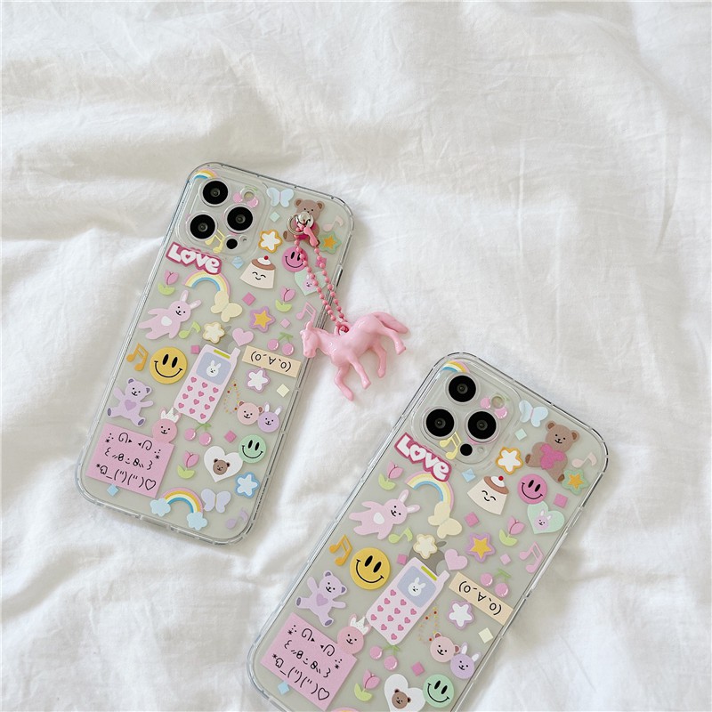 Ốp điện thoại TPU họa tiết nữ tính có dây xỏ cổ tay cho iPhone 11 Pro Max / 12 / X / 7+ / 8 / 6 / 11 | BigBuy360 - bigbuy360.vn