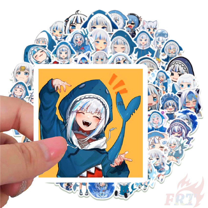 ❉ Hình Dán Hololive Vtuber Gawr Gura Series 04 ❉ Bộ 60 Sticker Chống Thấm Nước Họa Tiết Doodle Hợp Thời Trang