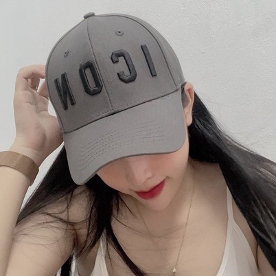 Nón  lưỡi trai ICON xám logo thêu đen tinh tế dành cho mọi lứa tuổi Free size