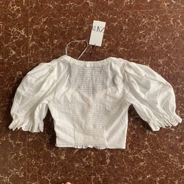 Áo Croptop ren trắng ZARA authentic - cam kết chính  hãng- size XS - dưới 55kg