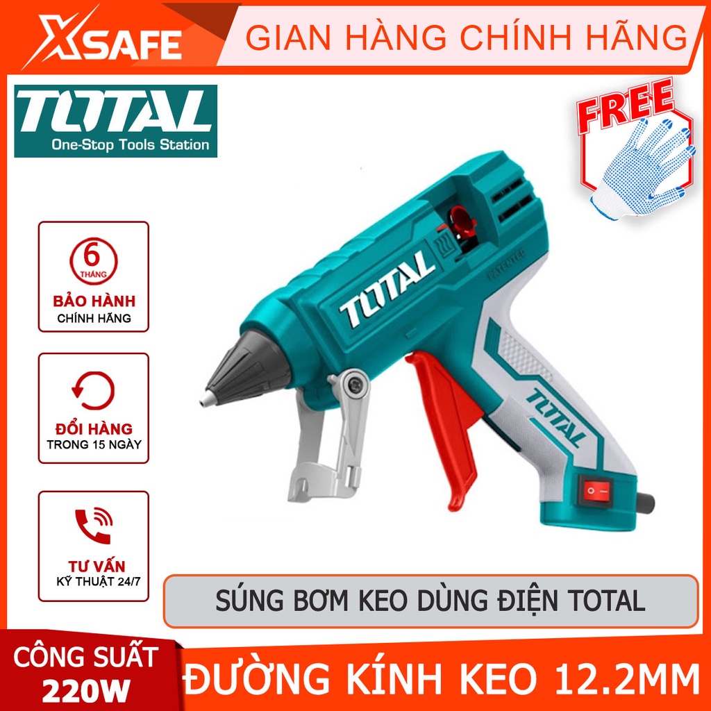 Súng bắn keo nến dùng điện Total TT301111 Súng bơm keo silicon, công suất 220W Khả năng bơm 20-30g/min - Chính hãng