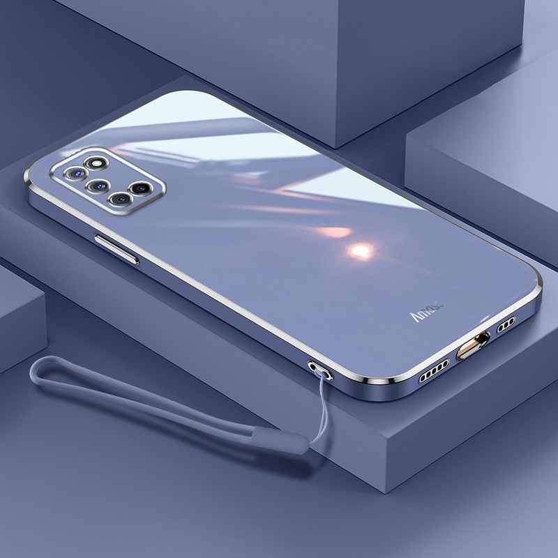 Ốp Điện Thoại Viền Vuông Mềm Thiết Kế Sang Trọng Có Dây Đeo Cho OPPO a52 a92 a33 a53 2020 a54 a55 4G a74 5G