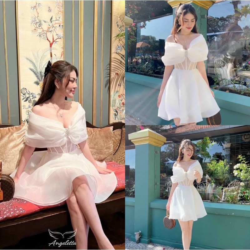 MS1291V ĐẦM XOÈ TRỄ VAI KẾT FULL SIZE S/M/L/XL