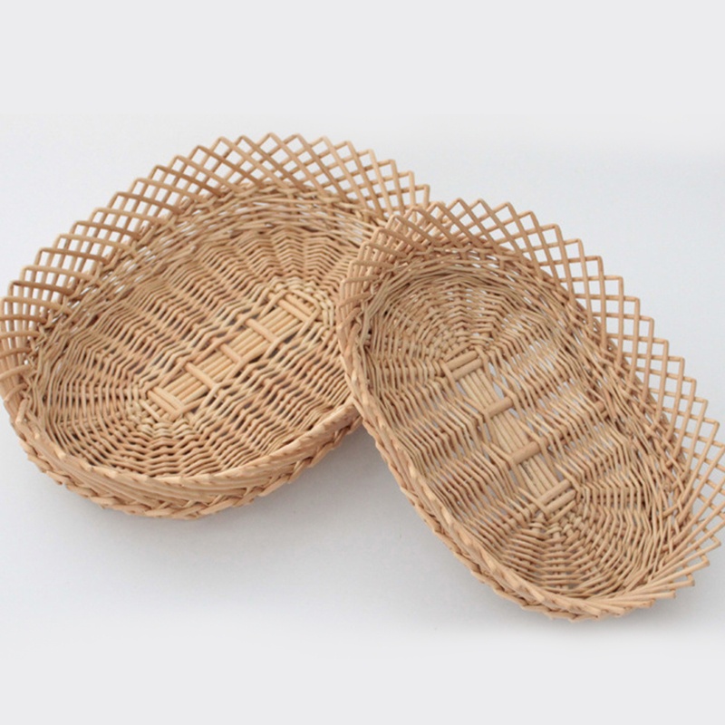 Giỏ Đựng Bánh Mì / Trái Cây Bằng Sợi Liễu Gai Đan Tay Hình Oval Nhỏ Gọn Dành Cho Apple