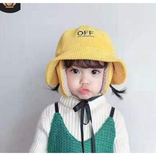 Mũ off 2in1 cho bé trai, bé gái, mũ kèm bịt tai hàng sẵn