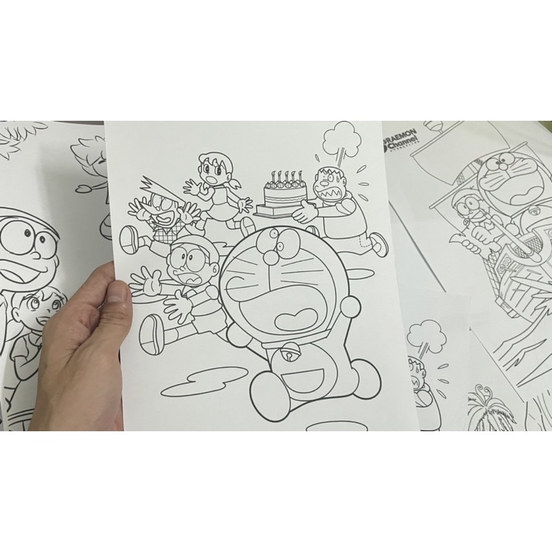 Bộ 30 giấy Tô màu Doremon, Doraemon, Nobita cho trẻ em, tranh tô màu khổ A4 dành cho bé