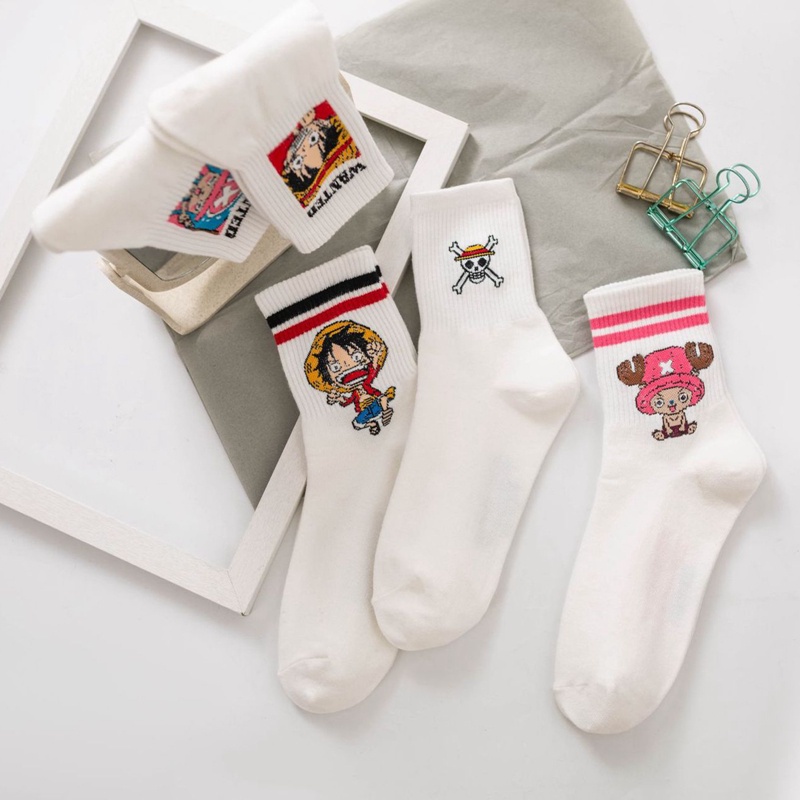 flowersqueen Vớ cotton in hình anime One Piece thời trang