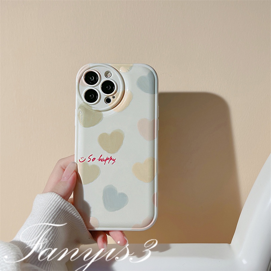 Ốp Điện Thoại Mềm Đệm Khí In Hình Trái Tim Nhiều Màu Sắc Cho iPhone 14 13 12 11 Pro Max X XR Xs Max 8 7 6 6s Plus SE 2020
