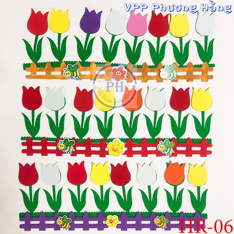 Hàng rào hoa tulip xốp trang trí mầm non - Cỡ nhỏ