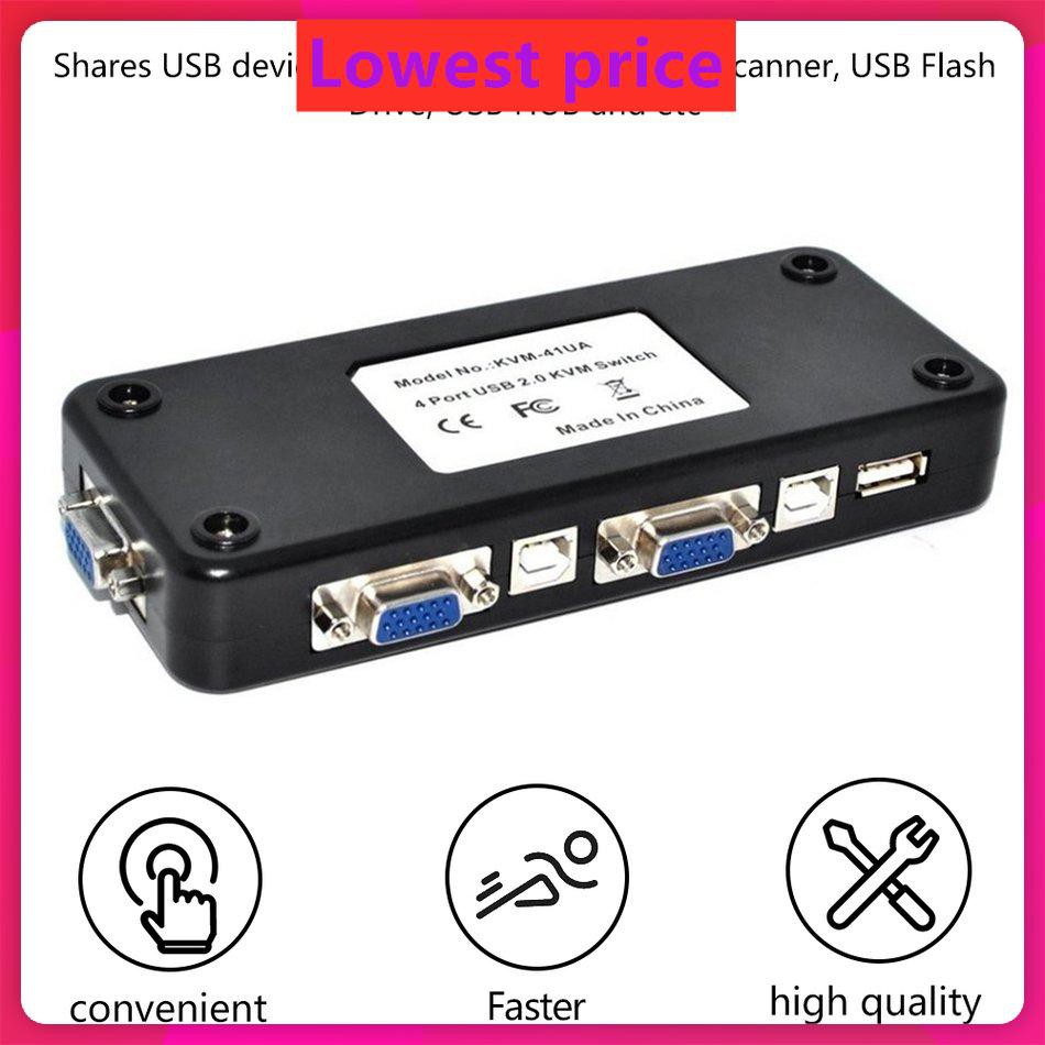 Portable USB 2.0 KVM 4 Port SVGA VGA Keyboard Mouse Switch Box Monitor Sharing