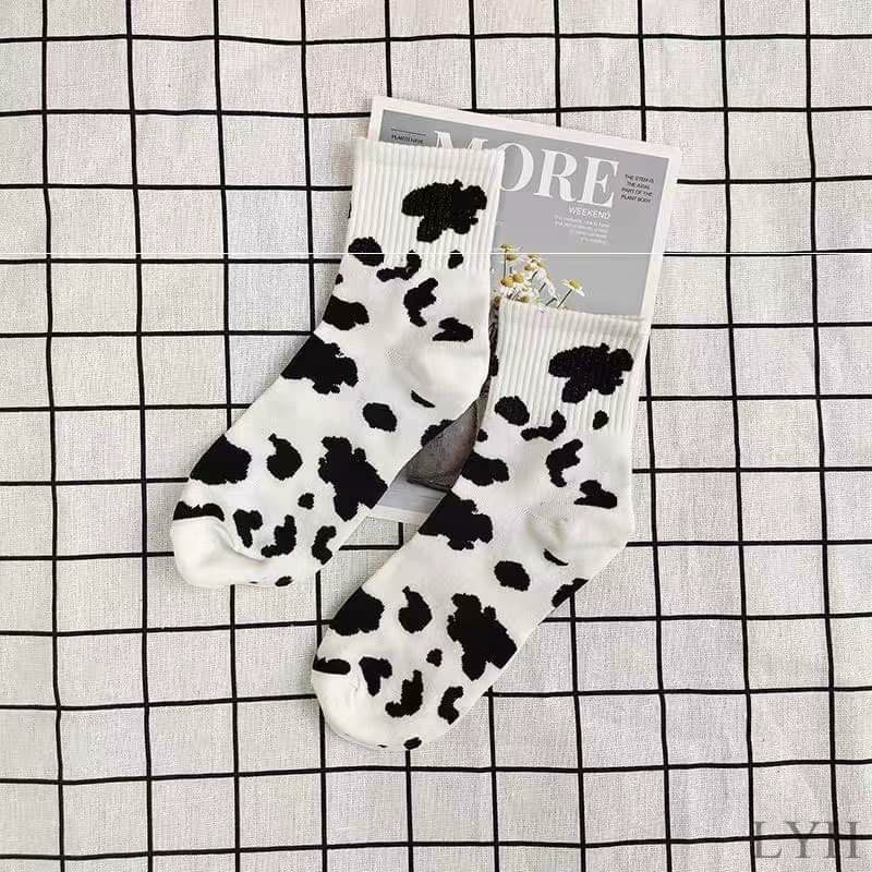 Tất Cổ Cao - Vớ Cổ Cao Nữ Họa Tiết Bò Sữa Dễ Thương Vải Cotton Thời Trang Hàn Quốc SENORITA