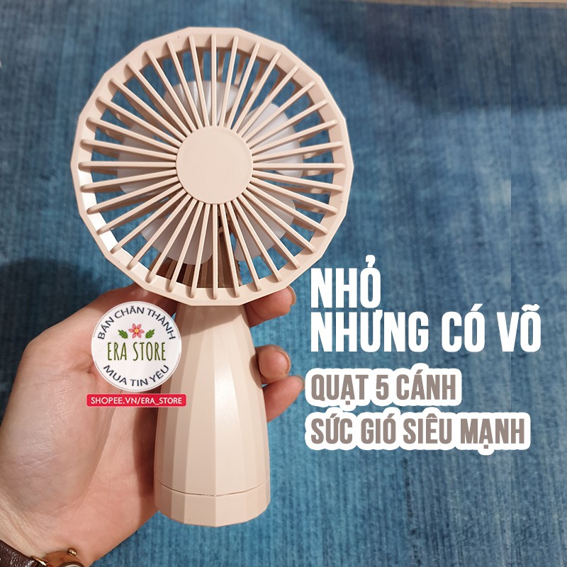 [HOT MUA 1 ĐƯỢC 4] Quạt mini 5 cánh tích điện cầm tay siêu mát có đèn pin 6 màu led xinh xắn nhỏ gọn tiện mang đi | BigBuy360 - bigbuy360.vn