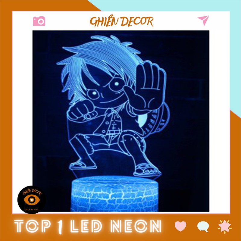 Đèn ngủ LED 3D tạo hình nhân vật Anime, Son Go Ku, Naruto, One Piece, Pikachu,...16 màu đẹp mắt