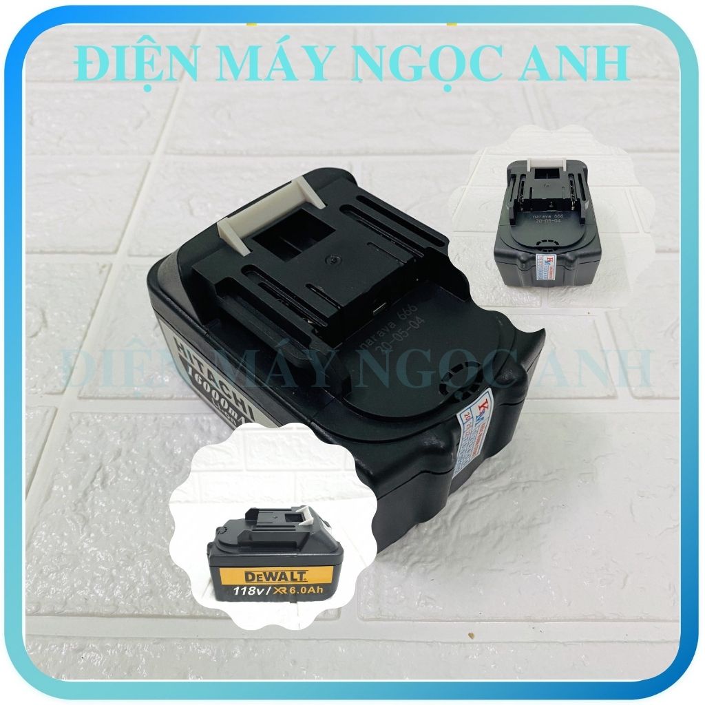 Pin máy khoan siết bắn bắt vít bulong không chổi than hitachi makita dewalt máy 10 Cell màu tím 199V, 118V