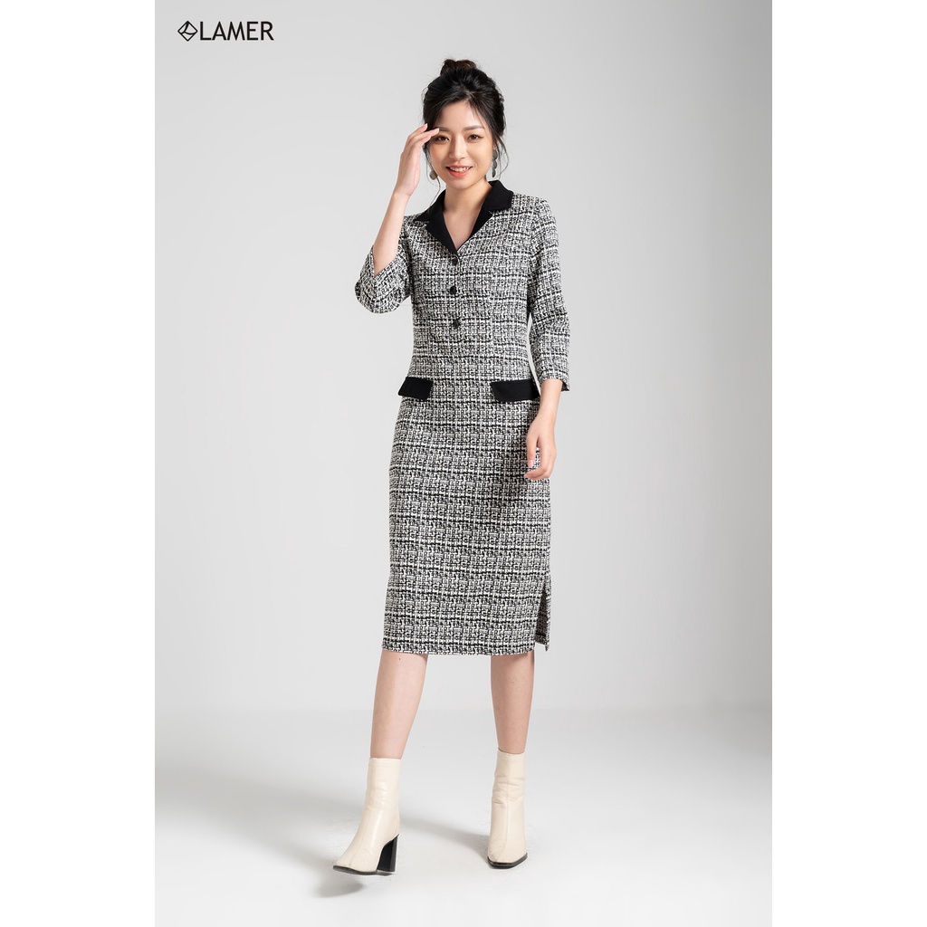 Đầm nữ ôm cổ 2 ve tay lỡ by LAMER L63F21T017