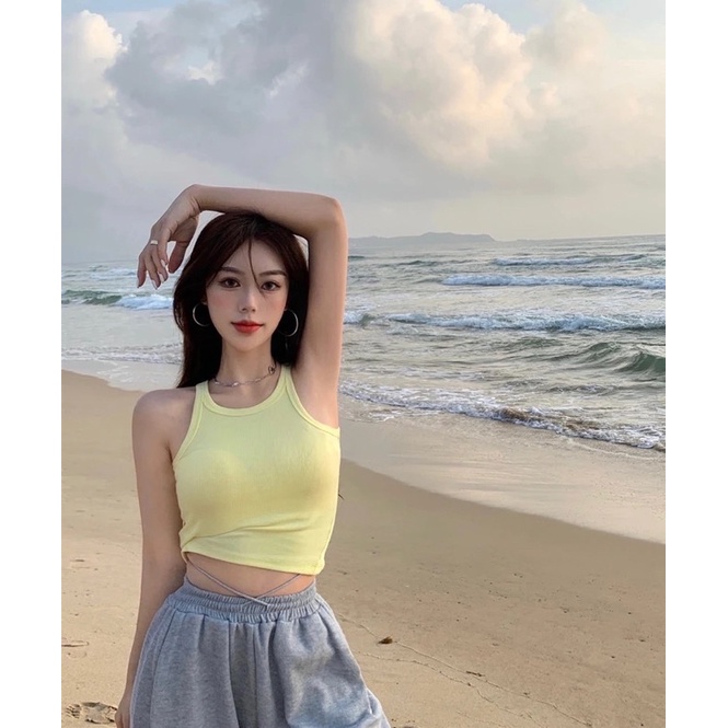 Áo croptop nữ sát nách nhiều màu ba lỗ thun không tay ôm body tank top vải cotton co giãn tốt hàng Quảng Châu Loại 1