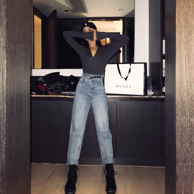 [ORDER+ẢNH THẬT] Quần ống rộng form suông Hyunya đai chéo thêu chữ BARBIB lưng cao tôn dáng siêu chất ❤️