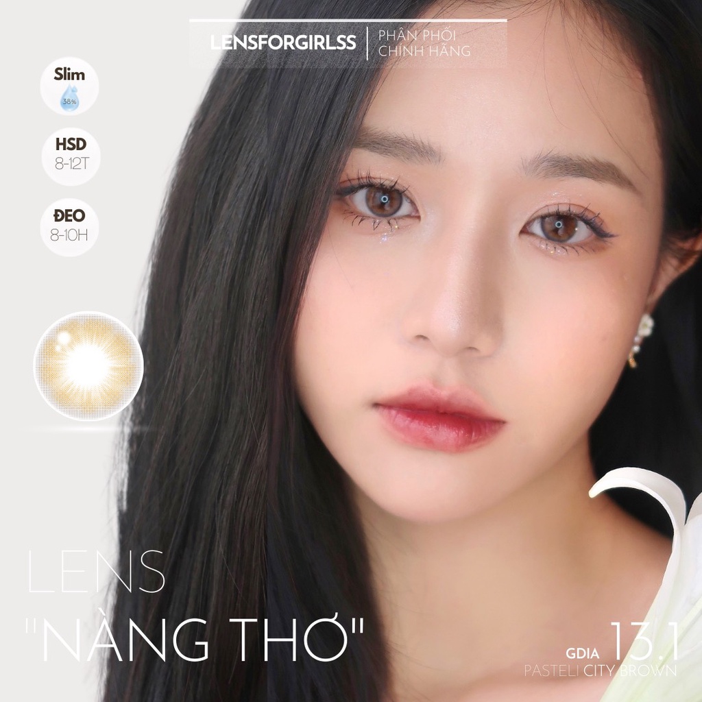 Kính áp tròng màu pastel PASTELI CITY BROWN chính hãng ISHA KOREA| Hsd 8-12 tháng | Lens cận