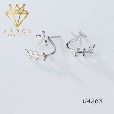 Khuyên tai bạc Ý s925 hình cánh hoa G4263 - AROCH Jewelry