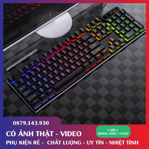 [ TẶNG LÓT CHUỘT ]  Bàn Phím Giả Cơ V4  Có đèn LED 7 màu SIÊU ĐẸP - Cho máy tính, laptop [ BH 03 THÁNG ]