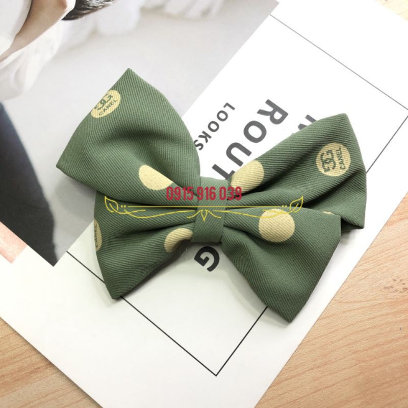Kẹp Nơ Chấm Bi phong cách Hàn, Kẹp Tóc Đính Nơ