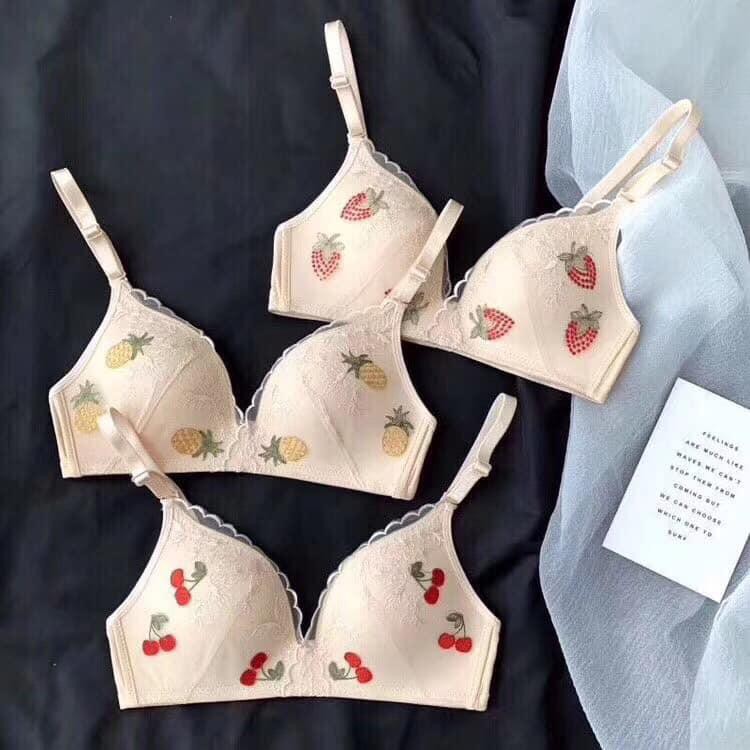 Áo Lót Nữ - Áo Ngực Nữ Cotton Không Gọng Hoạ Tiết Hoa Quả Xuất Nhật - ÁO QUẢ
