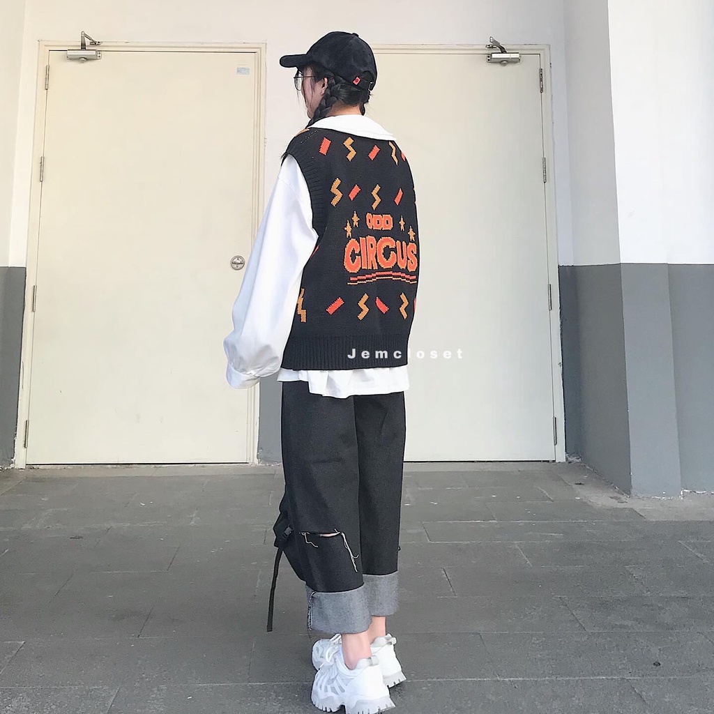 Quần Bò Jeans Baggy Dài Ống Suông Rách Gối Màu Đen Form Rộng Thoải Mái Koni - 2651 JEMCOSET