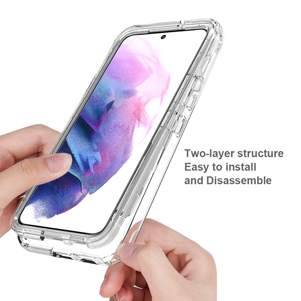 Samsung Galaxy S22 Ultra S21 FE S20 Plus Note 9 20 10 Lite A21S A51 A71 A31 Casing 3 in 1 Luxury Anti-Knock Case Front Back Double Protection Transparent TPU Soft silicone Phone Protective Back Cover