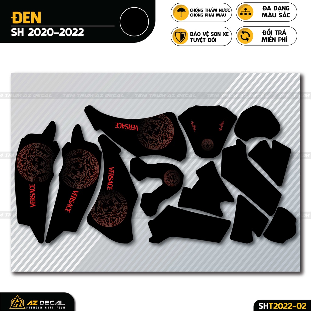 Tem Trùm SH Thiết Kế Versace Tinh Tế | SHT-02 | Decal Trùm Dán SH 2017 - 2019 - 2020 - 2021 - 2022 Chống Nước, Bền Màu