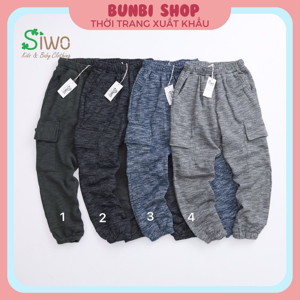 Quần dài thu đông cho bé, quần nỉ bông túi hộp Siwo nhí (30 - 48 kg) hàng việt nam xuất khẩu chuẩn